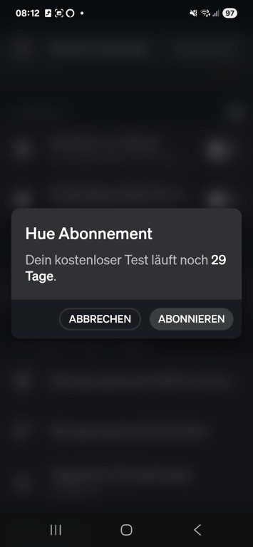 Hue MotionAware : Des lampes intelligentes qui détectent vos mouvements – découvrez leur fonctionnement 11 Pour les notifications dans l'app, un abonnement est nécessaire. Les 30 premiers jours sont gratuits. (Capture d'écran)