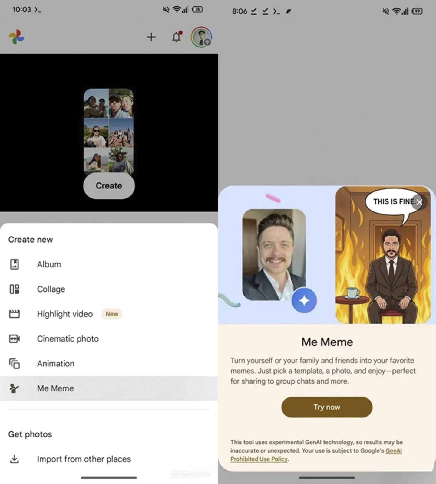 Préparez-vous à créer des memes : Google Photos vous permet de transformer vos photos en mèmes 3 La fonction permet de générer des memes avec des photos en quelques secondes