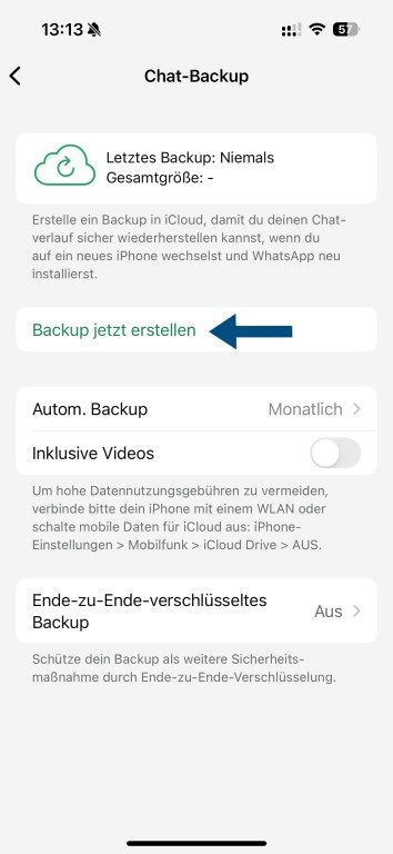 WhatsApp : Comment créer des sauvegardes sur iPhone 4 Créer une sauvegarde maintenant