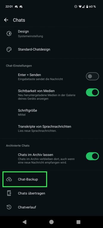 WhatsApp : Comment créer des sauvegardes sur votre smartphone Android 3 Schritt 02 Backup aktivieren
