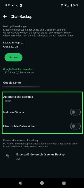 WhatsApp : Comment créer des sauvegardes sur votre smartphone Android 4 Schritt 03 Backup konfigurieren