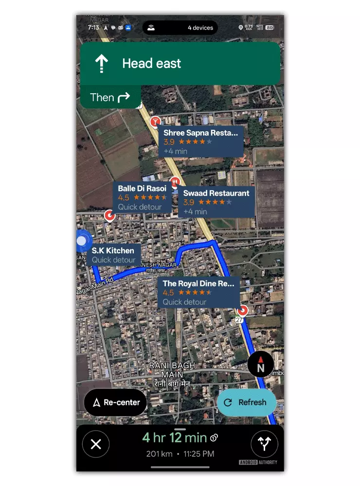 Google Maps ajoute un nouveau bouton pour trouver des stations-service, des restaurants et des cafés en cours de route 2 Trayecto con paradas en Google Maps
