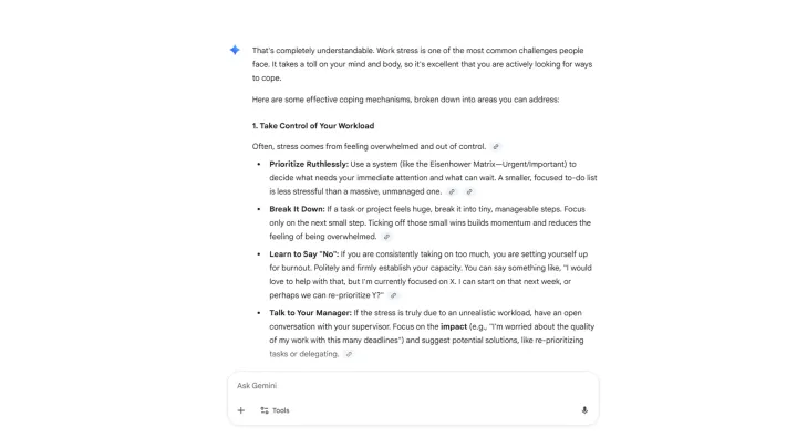 J'utilise un chatbot IA comme thérapeute et c'est vraiment décevant 2 Gemini offrant des mécanismes de gestion.