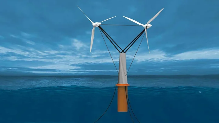 Une ingénieure conçoit une turbiner éolienne flottante innovante à double rotor, sans ancrage 2 Image innovante d'une turbine éolienne