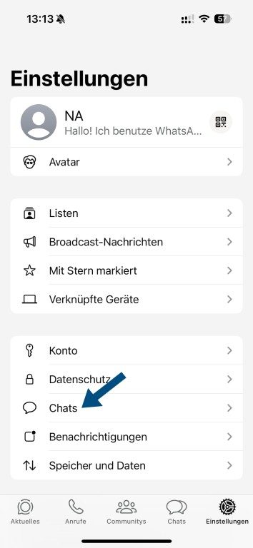 WhatsApp : Comment créer des sauvegardes sur iPhone 2 Réglages WhatsApp