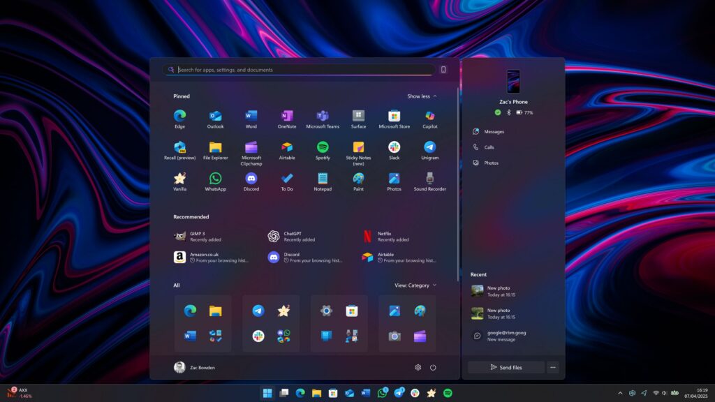 Windows 11 Menu Démarrer Microsoft mise à jour KB5067036