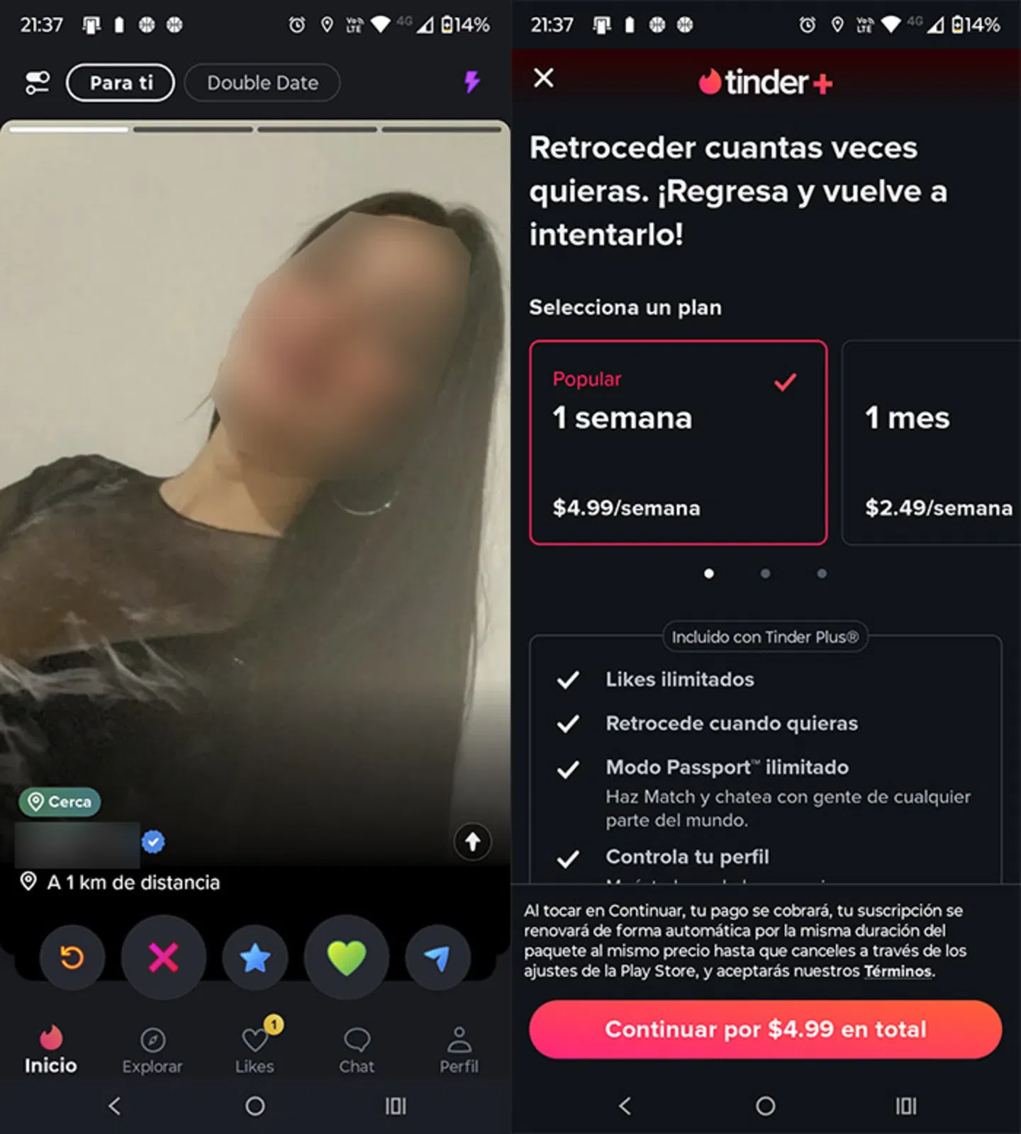 Icône retour sur Tinder