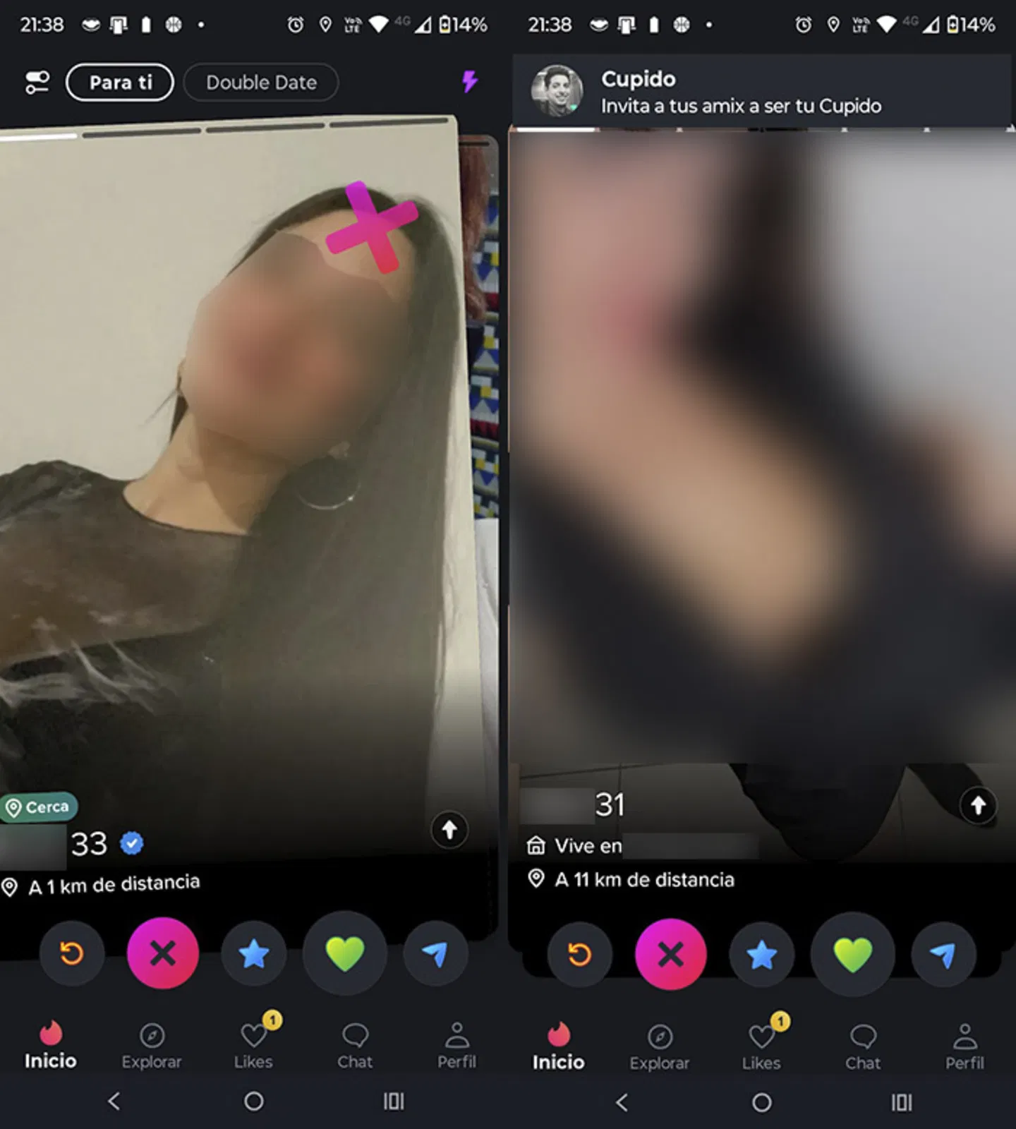 Icône Je n'aime pas sur Tinder