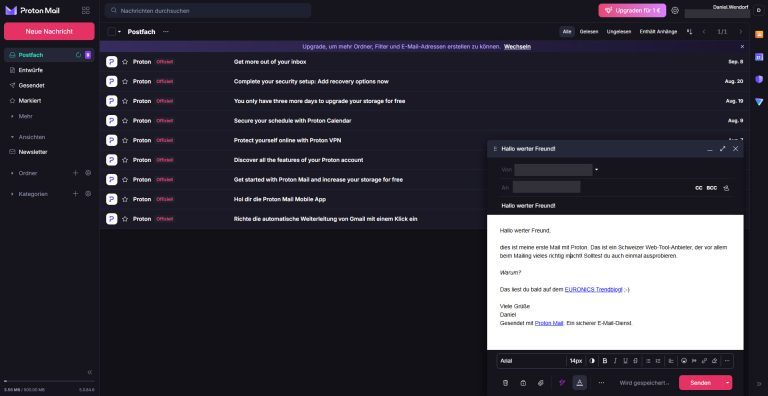 Complètement déconnecté #2 : Proton : Le meilleur Gmail et Cloud venu de Suisse ? 5 Interface utilisateur de Proton Mail