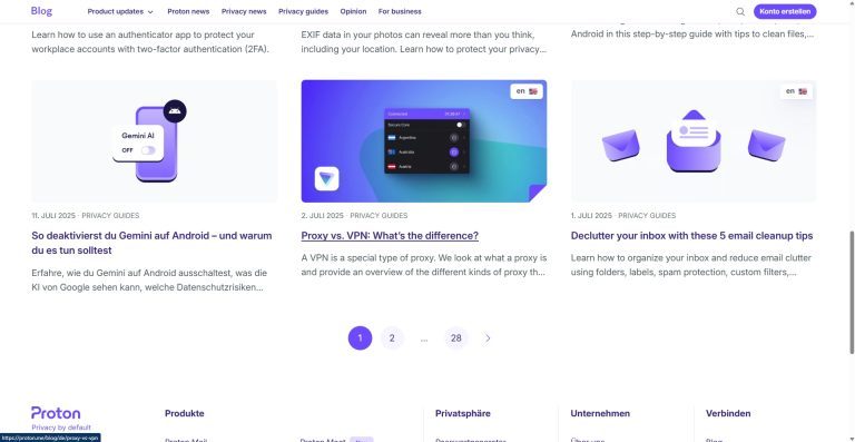Complètement déconnecté #2 : Proton : Le meilleur Gmail et Cloud venu de Suisse ? 6 Blog Proton avec des articles sur la protection des données et la vie privée