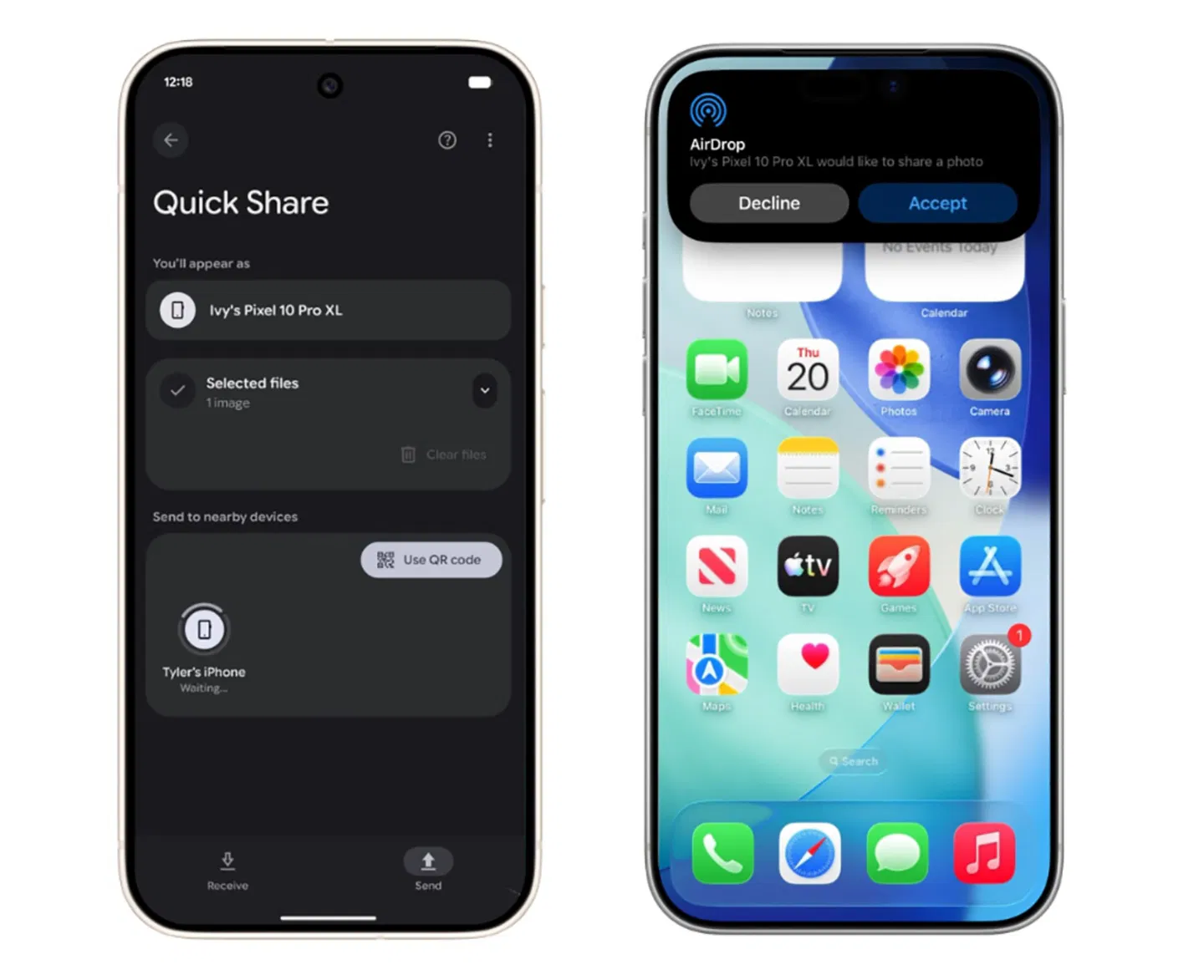 Android et iPhone s'unissent enfin : Quick Share est désormais compatible avec AirDrop 3 Quick Share permet maintenant d'envoyer des fichiers d'un mobile Android à un iPhone