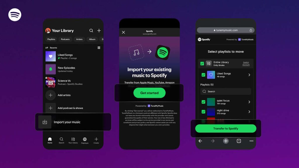 Spotify souhaite attirer de nouveaux utilisateurs en permettant d'importer des playlists 3 Spotify playlists importer streaming