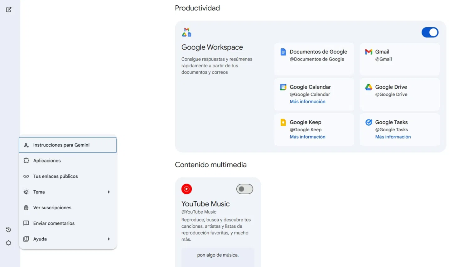 9 astuces essentielles de Google Gemini pour simplifier votre quotidien 7 Fenêtre de Gemini montrant les connexions avec les applications de Google Workspace