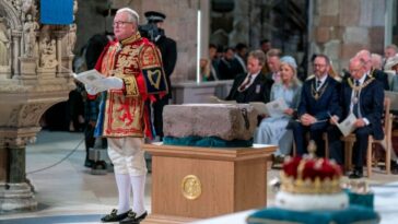 La Pietra del Destino présente à une cérémonie pour le Roi Charles. Crédit : Getty