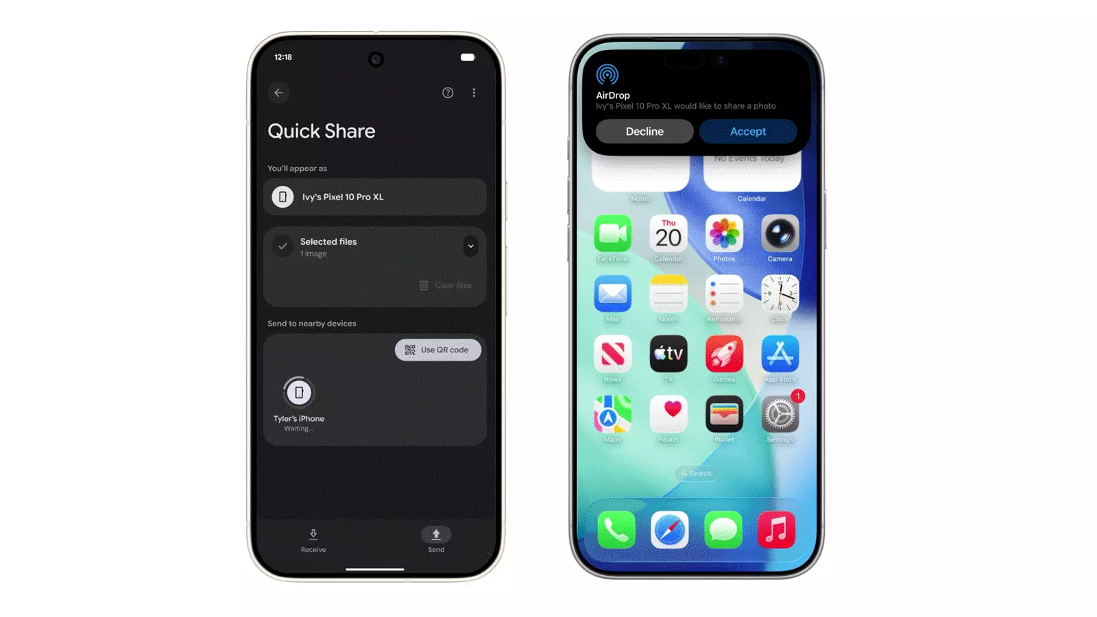 Google et Apple font la paix : Quick Share et AirDrop fonctionnent désormais sans limites 2 Intégration Quick Share et AirDrop