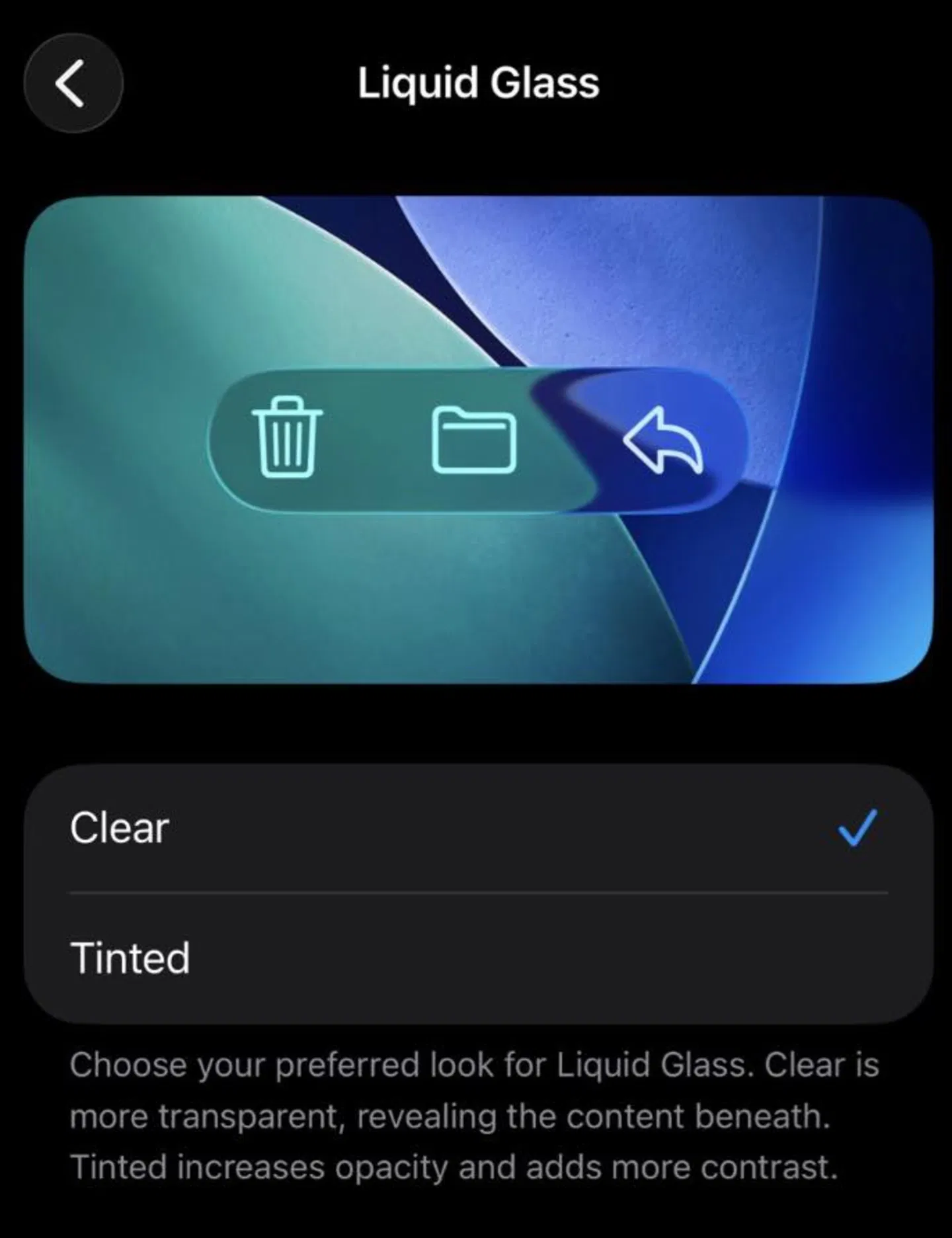 La nouvelle version d’iOS permet de diminuer l’effet Liquid Glass : voici comment faire 3 Option pour ajuster l'effet dans iOS 26.1