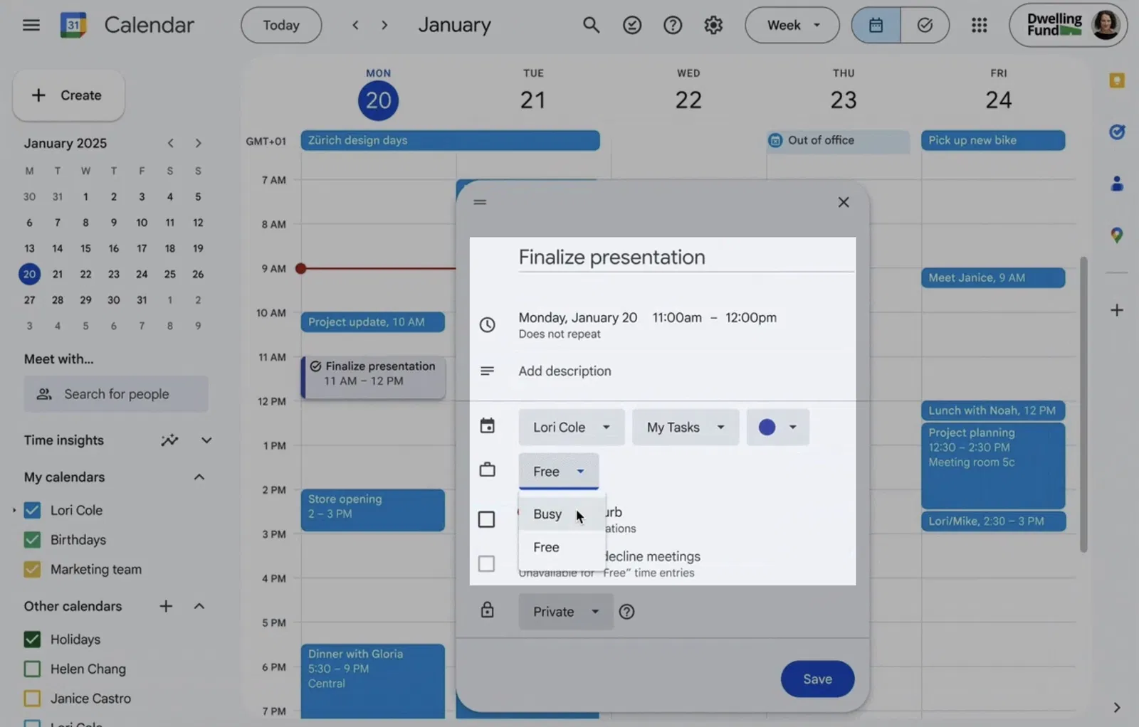 Ne feignez plus jamais une réunion, Google Calendar vous permet de vous marquer comme "Occupé" pour vos tâches 3 Calendrier de Google, tâches