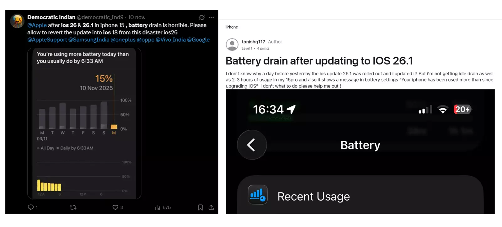 Ne mettez pas à jour votre iPhone avec iOS 26.1, la batterie ne le supporte pas 2 Quejas batería iOS 26.1