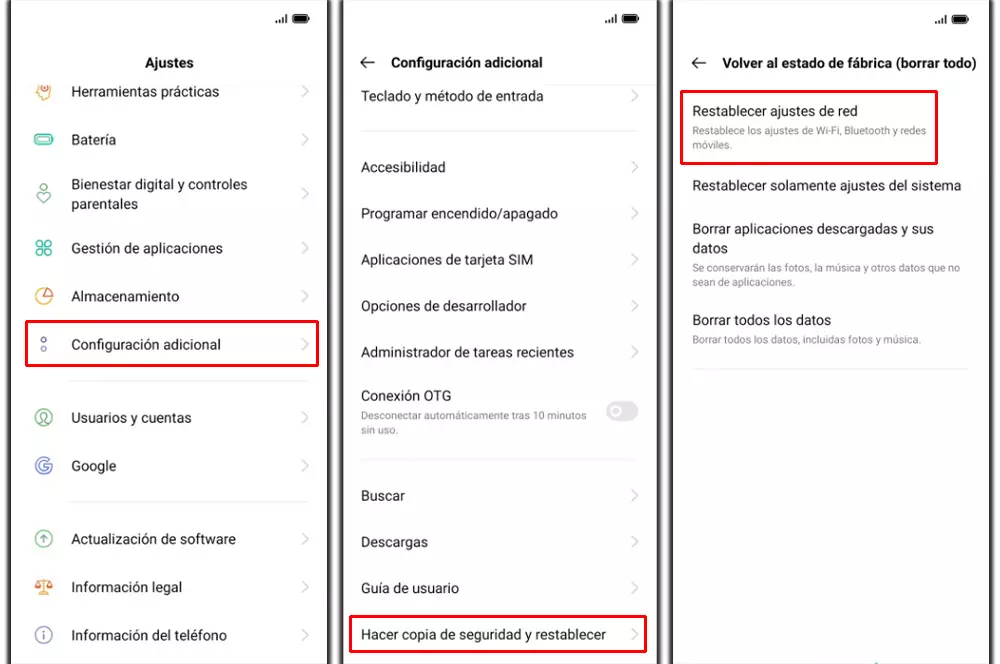 Que faire si le message d'erreur « SIM non valide » apparaît sur votre mobile 5 Réinitialiser les réglages de réseau OPPO