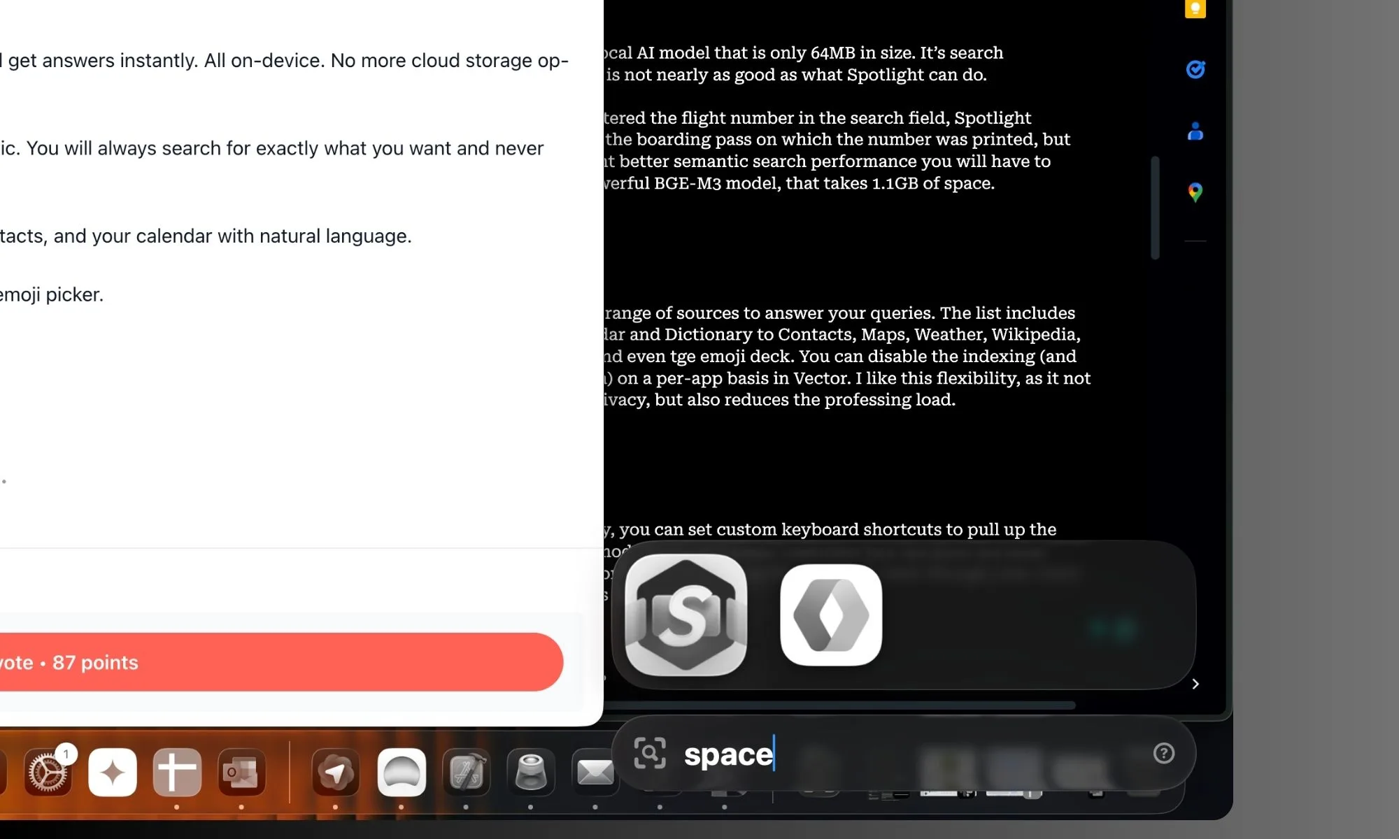 J'aimerais qu'Apple crée cet outil Mac, il est bien meilleur que Spotlight et tu devrais absolument l'essayer 5 Recherche d’applications dans l’application Vector pour Mac.