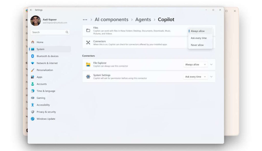 Windows 11 : Microsoft mise sur la protection de la vie privée et l'IA devra demander l'accès aux fichiers 4 Windows 11 IA Microsoft permissions