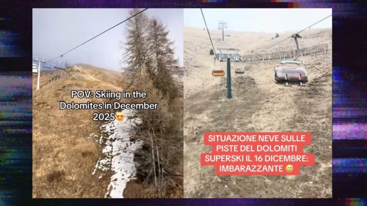 Des conditions d'enneigement préoccupantes aux Dolomites : les Jeux Olympiques approchent à grands pas 1 Image