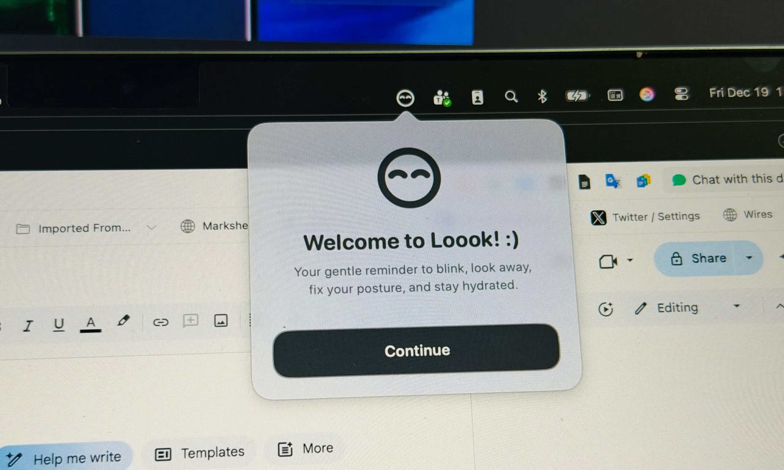 J'ai découvert une application Mac pour prendre soin de ma santé, un vrai cadeau du ciel pour tous les travailleurs de bureau 2 Configuration de Loook