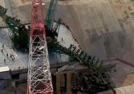 L'effondrement d'une structure de launch pad au cosmodrome de Baikonur, au Kazakhstan / X.com via @katlinegrey