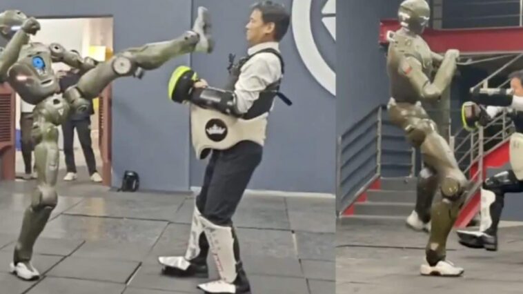 Un robot a frappé le PDG de l'entreprise : la vidéo choc de l'affrontement 1 Un robot a frappé le PDG de l'entreprise : la vidéo choc de l'affrontement