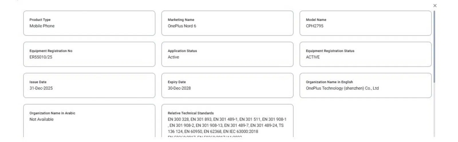 Un nouveau dispositif OnePlus débarque bientôt, des infos émergent sur le Nord 6 3 Données d'enregistrement du OnePlus Nord 6
