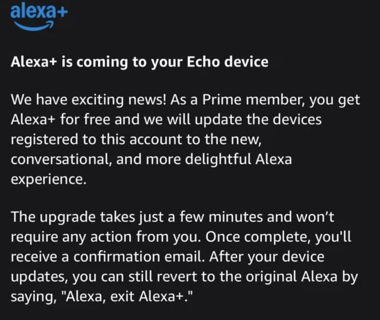 Alexa Plus : la mise à jour est automatique et les utilisateurs s'enflamment : trop de publicité et des réponses trop lentes 3 La schermata postata su Reddit che annunciava la novità