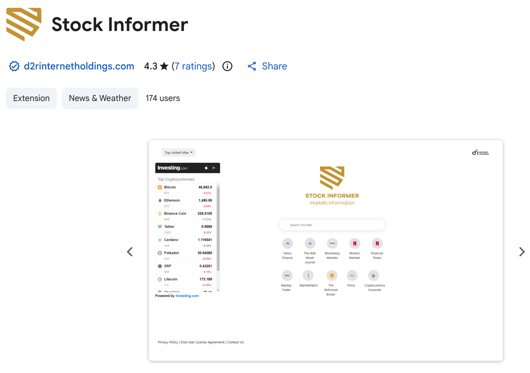 Une étude révèle comment ces simples extensions Chrome mettent en péril votre vie privée 3 stock-informer-chrome-extension