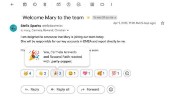 Gmail s'inspire de WhatsApp et permet désormais les réactions par emojis pour tous 22 Fini de répondre par un "OK" ou un "Merci" : Gmail copie WhatsApp et active les réactions avec des emojis pour tous