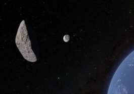 Framment de rendu 3D de l'astéroïde 2024 YR4 en direction de la Lune. Crédit : NOIRLab/NSF/AURA/R. Proctor
