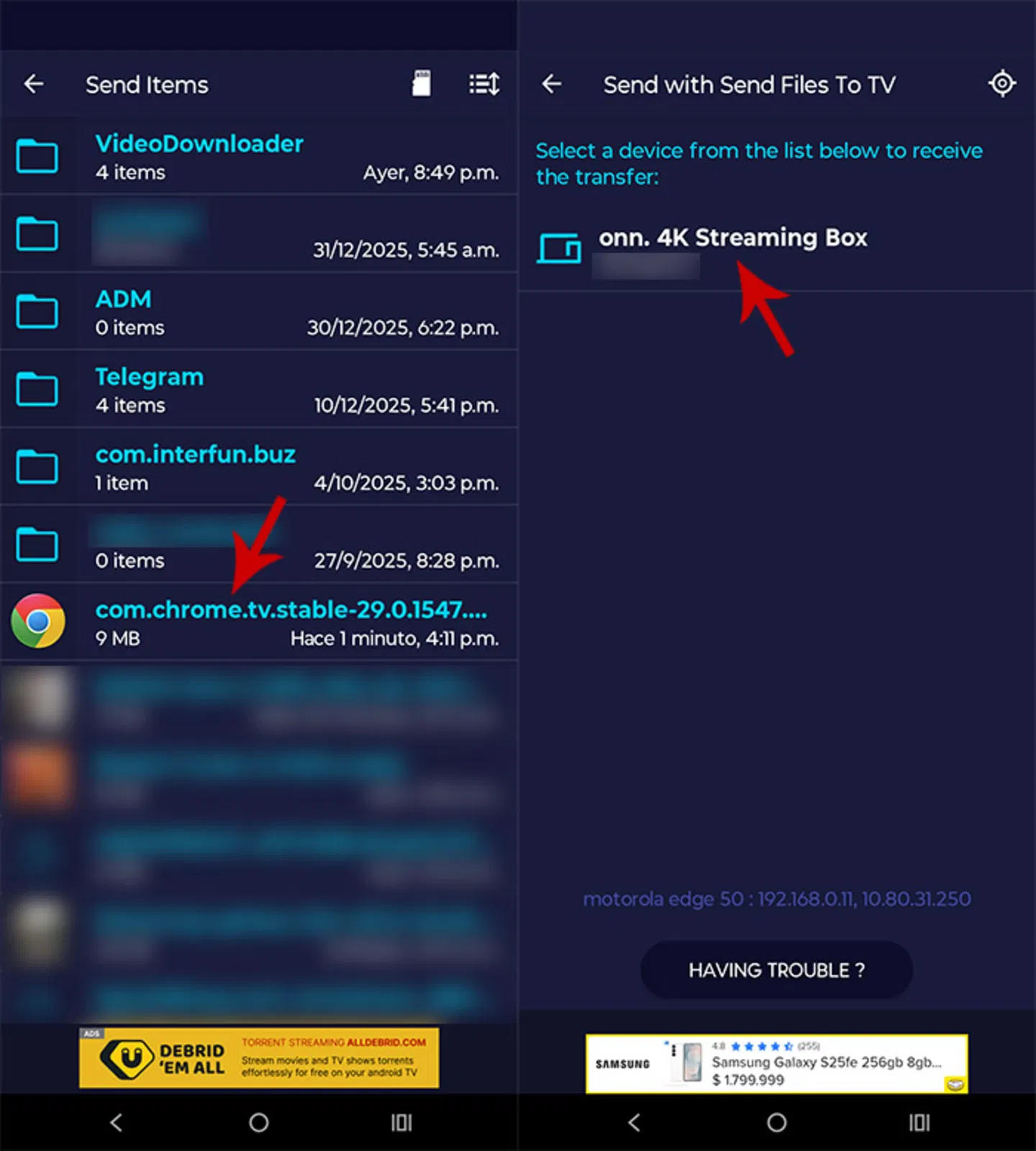 Envoyer APK à Android TV