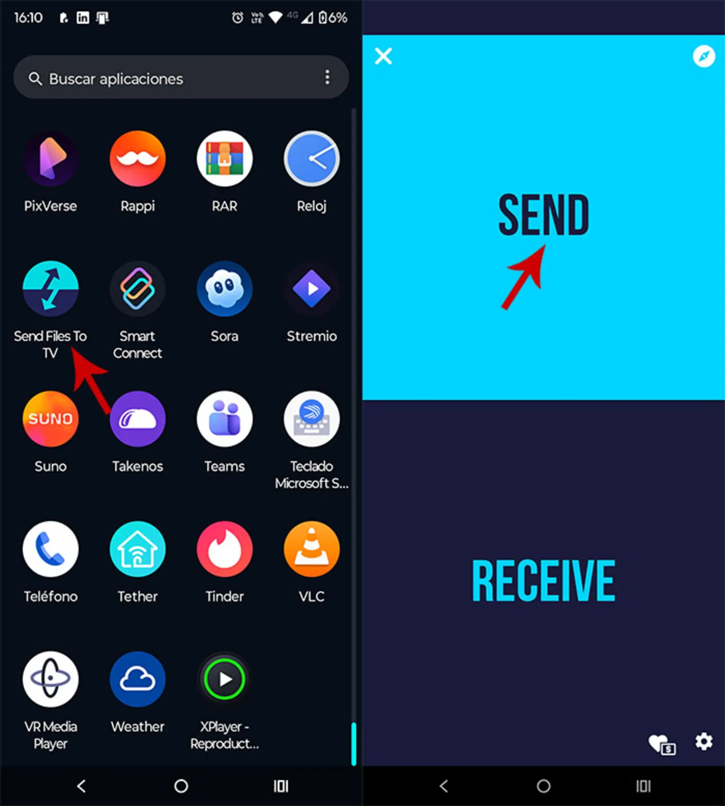Ouvrir Send Files to TV