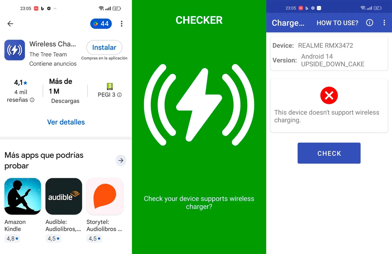 Comment vérifier la compatibilité d'un mobile avec la charge sans fil 5 Écrans de l'application Wireless Charging Checker