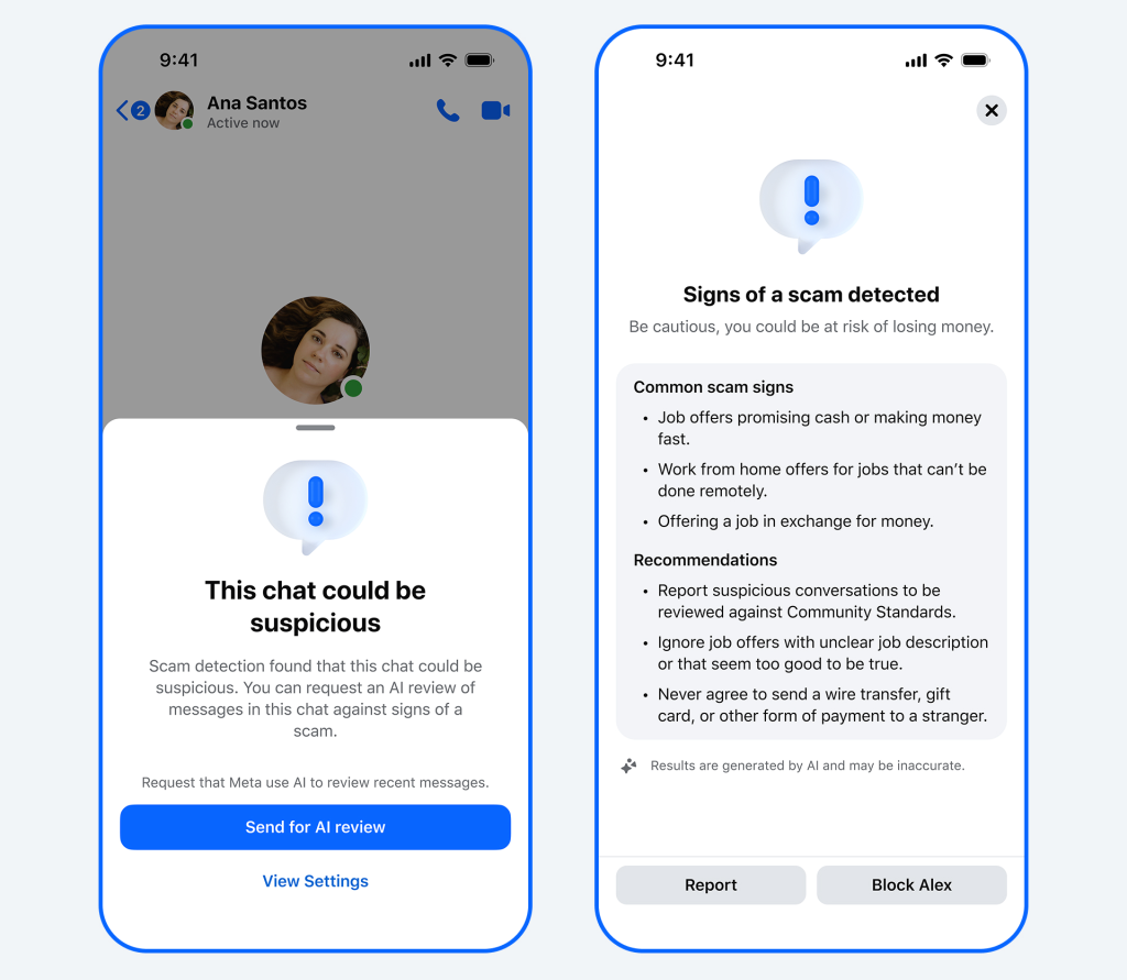 Meta met en place des solutions innovantes pour repérer les arnaques sur WhatsApp, Facebook et Messenger 3 Messenger affichera une notification lors de la détection d'indices d'une éventuelle escroquerie