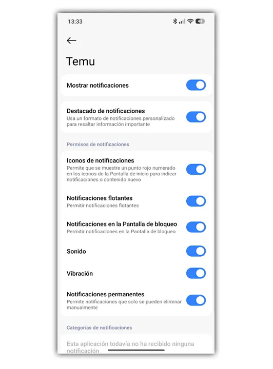 Comment désactiver les notifications et le spam de Temu sur votre mobile 3 Notificaciones de Temu.
