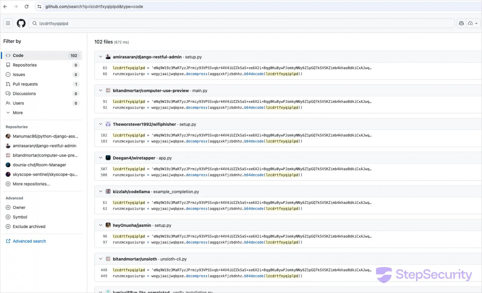 Malicious GitHub files