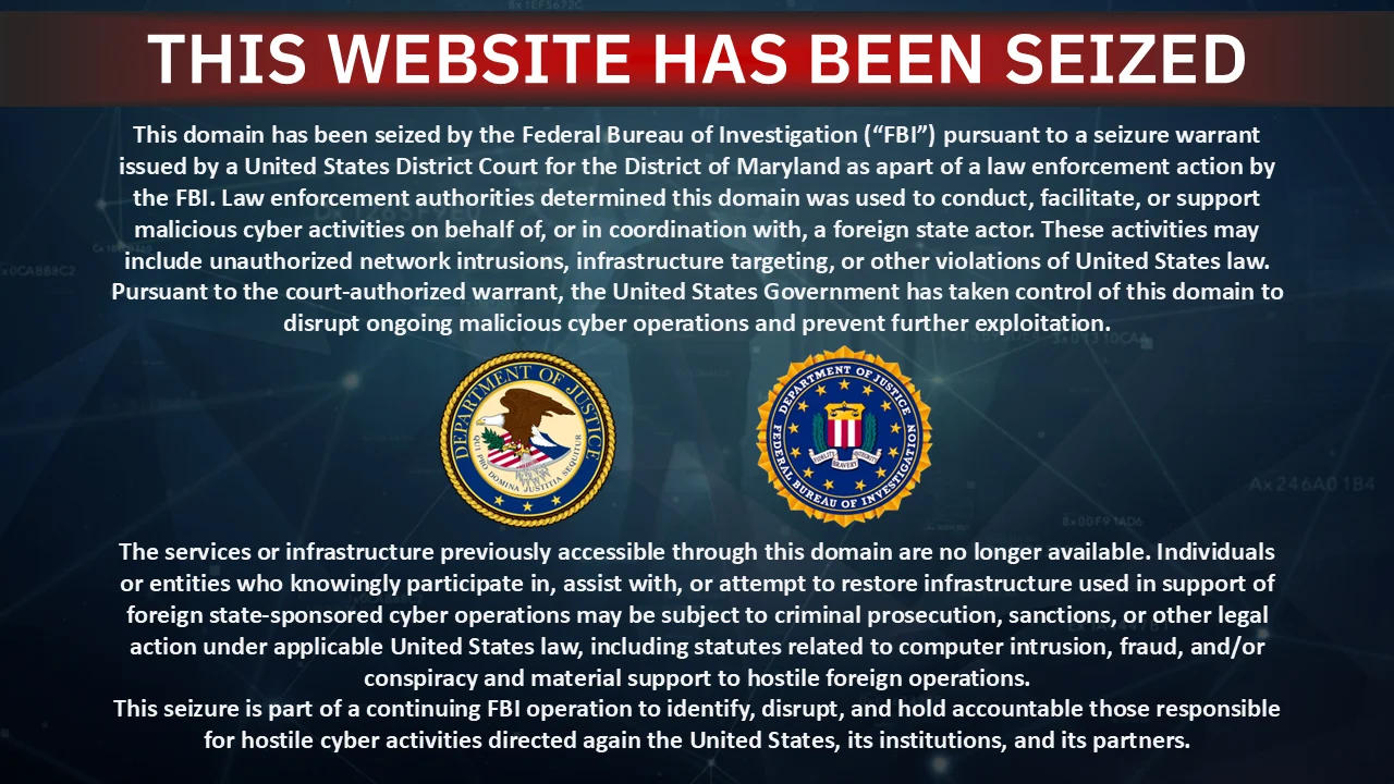 Le FBI saisit le site de fuite de données Handala après la cyberattaque de Stryker 2 Seizure banner on Handala clearnet sites