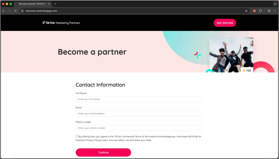 Comptes TikTok for Business ciblés dans une nouvelle campagne de phishing 2 Collecting basic information in a first validation step