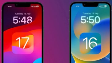 Apple propose des mises à jour pour les anciens appareils sous iOS 16 et 17 7 Deux iPhone avec iOS 16 et iOS 17