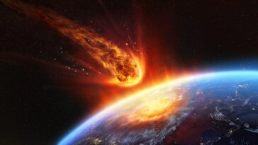 En Brasil, découverte d'un immense champ de verre naturel : trace d'un astéroïde datant de 6,3 millions d'années 16 Illustration de l'impact d'un astéroïde sur la Terre : de tels événements peuvent faire fondre la roche superficielle et générer des tectites, des fragments de verre naturel découverts au Brésil.