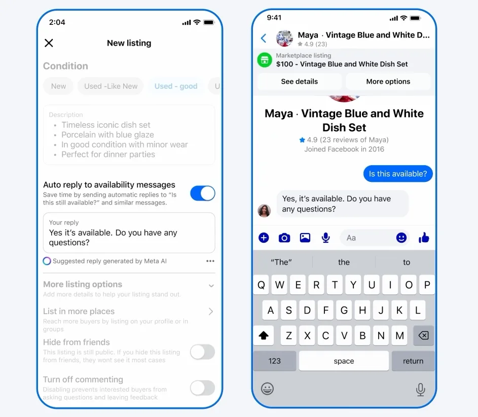 La nouvelle IA de Facebook Marketplace met fin au cauchemar des « Est-ce que c'est disponible ? » 2 Texte, Électronique, Téléphone mobile