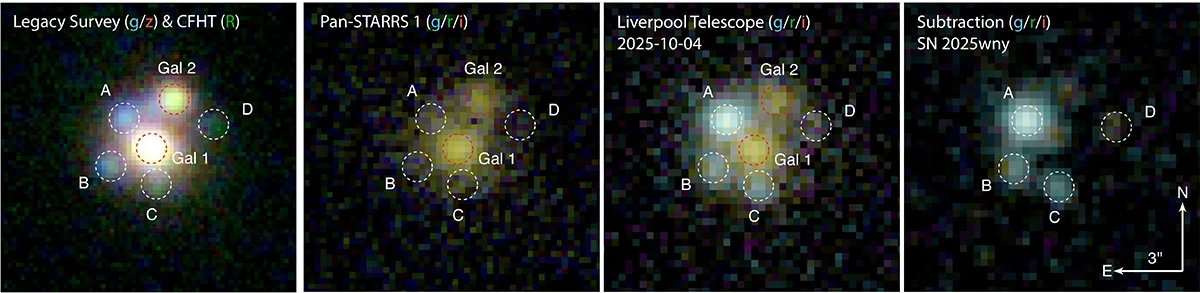 La supernova la plus lointaine pourrait déchiffrer l'origine de la matière noire 2 Images réelles de la supernova capturées par le télescope James Webb