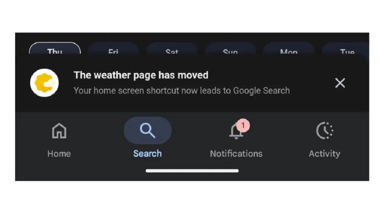 L'application Météo de Google s'efface progressivement des smartphones Android 1 Message de migration de l'application météo de Google