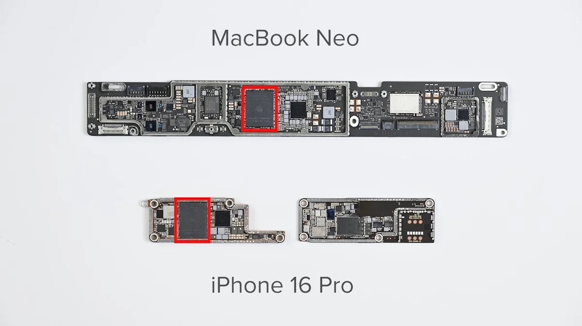 Le MacBook le plus facile à réparer en 14 ans : l'avis des experts iFixit sur le nouvel ordinateur portable d'Apple 2 Similitudes entre les cartes du MacBook Neo et de l'iPhone 16 Pro